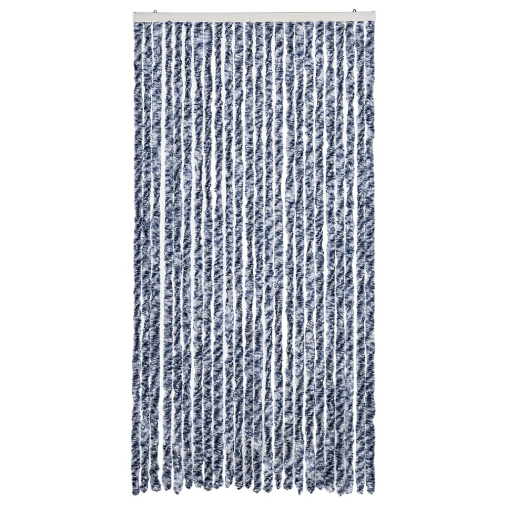 vidaXL Rideau anti-mouches bleu et blanc 100x200 cm chenille