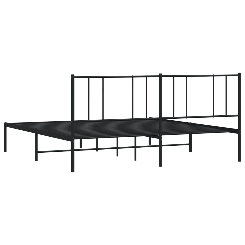 vidaXL Cadre de lit métal sans matelas avec tête de lit noir 193x203cm