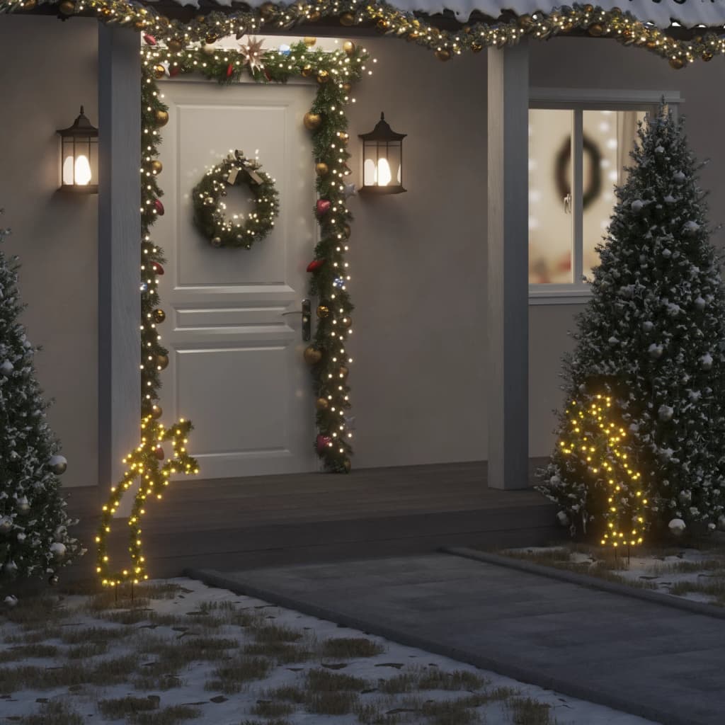 vidaXL Décoration lumineuse météore de Noël avec piquets 80 LED 62 cm