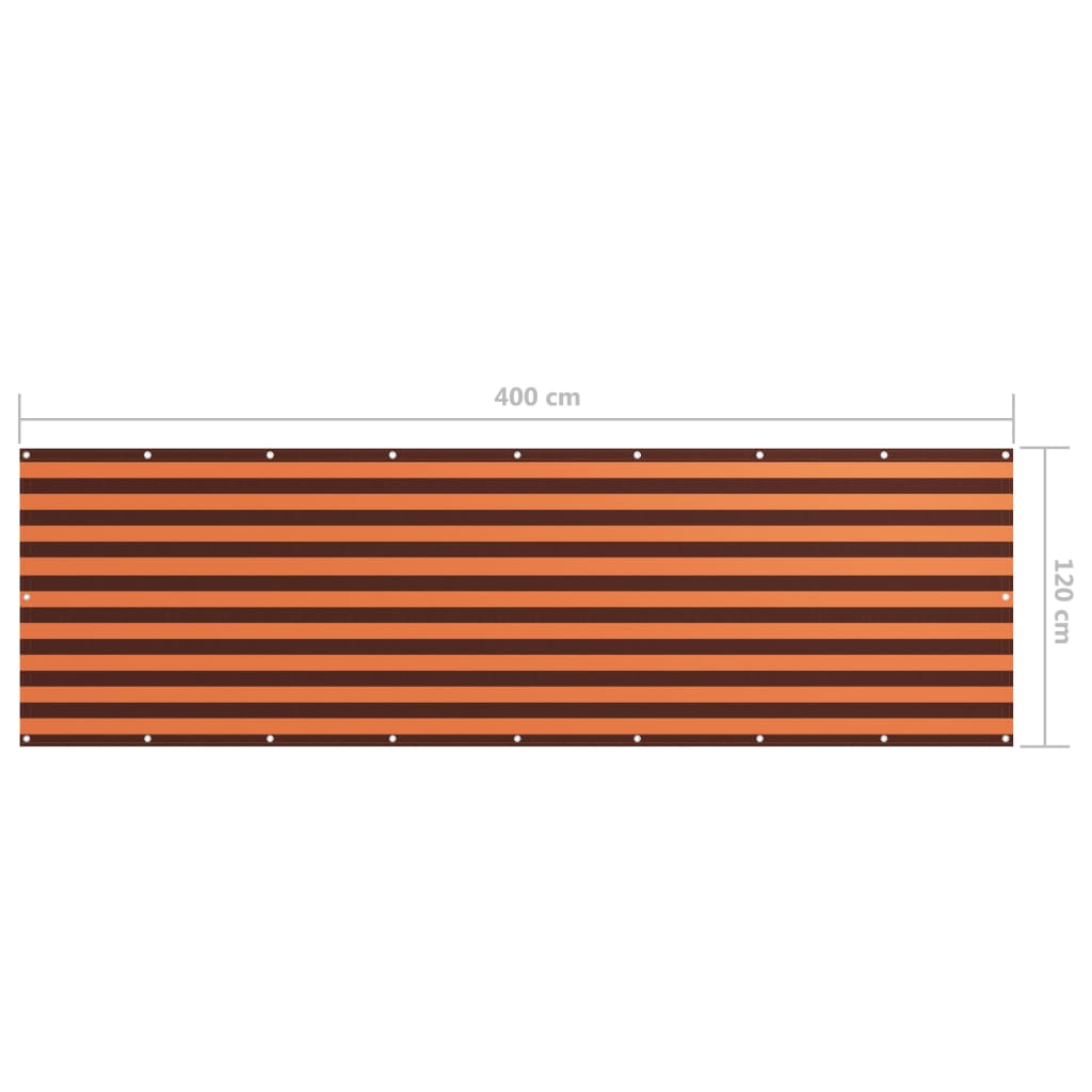 vidaXL Écran de balcon Orange et marron 120x400 cm Tissu Oxford