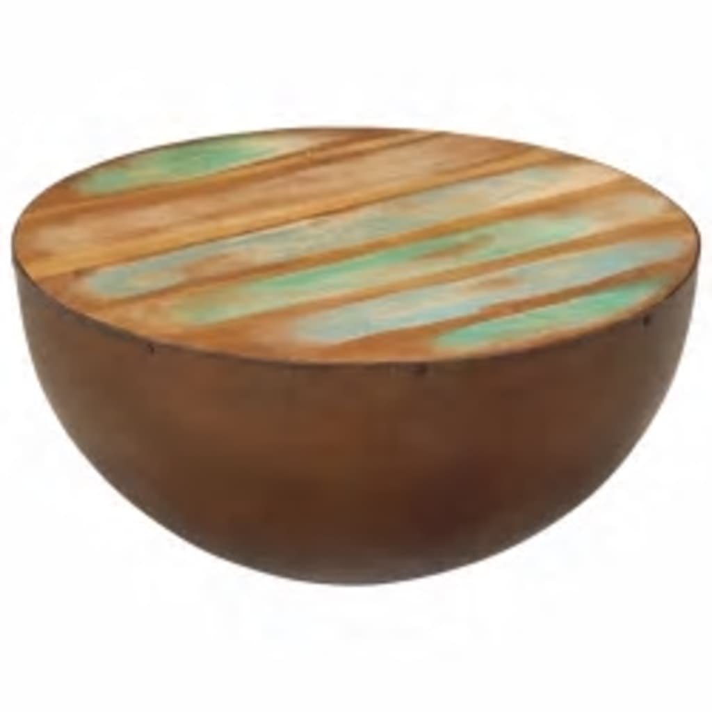 vidaXL Table basse Forme de bol avec base en acier Bois recyclé