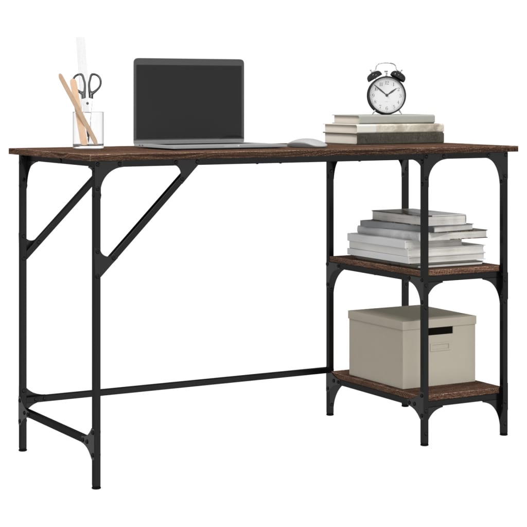 vidaXL Bureau chêne marron 120x50x75 cm métal et bois d'ingénierie