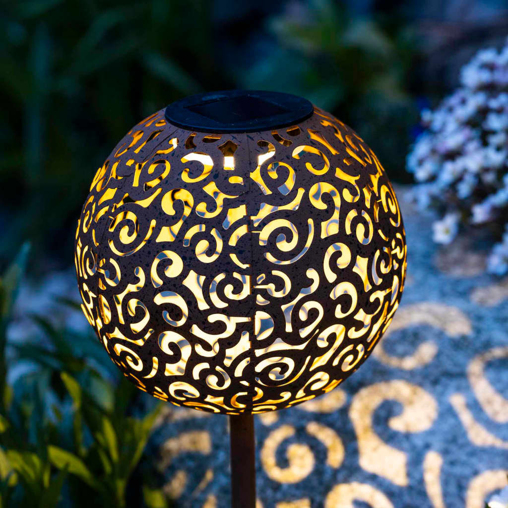 HI Lampe de jardin solaire à LED 18 cm Métal Marron