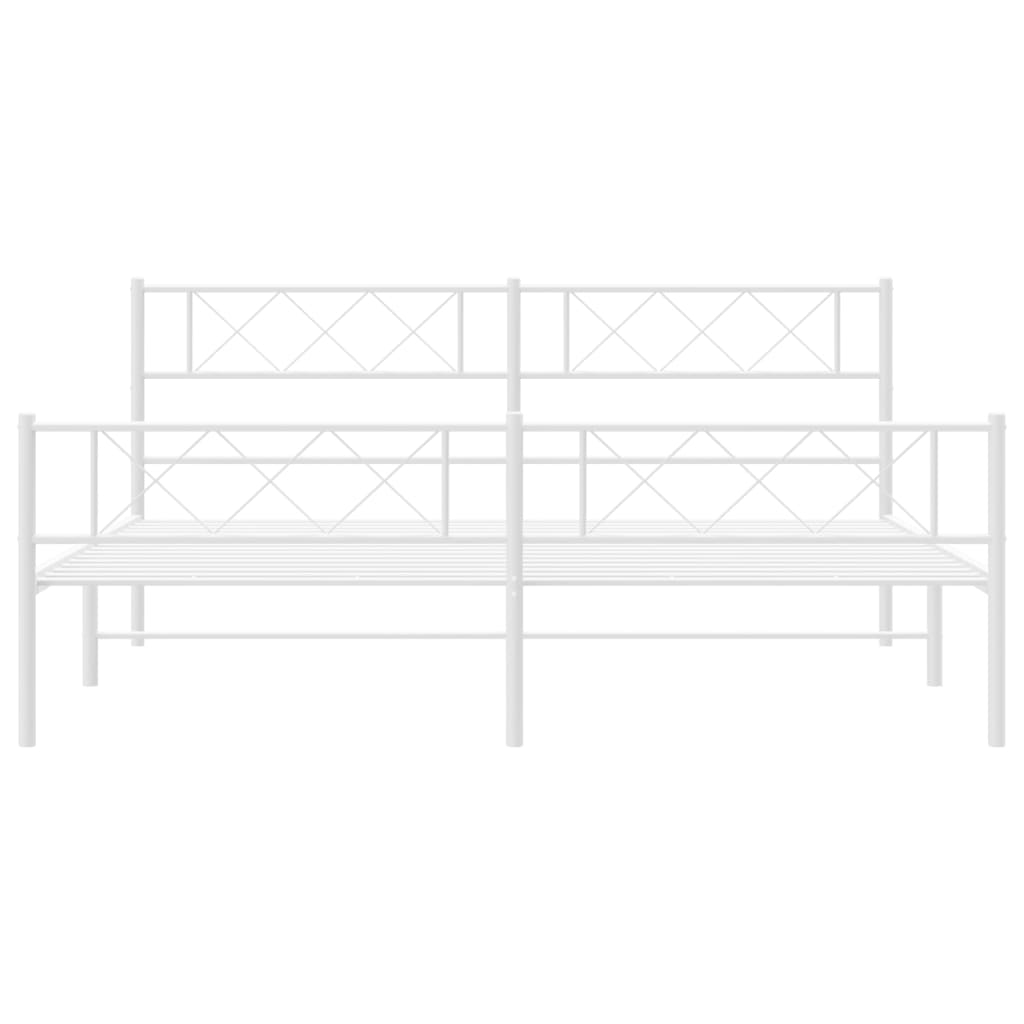 vidaXL Cadre de lit métal sans matelas et pied de lit blanc 200x200 cm