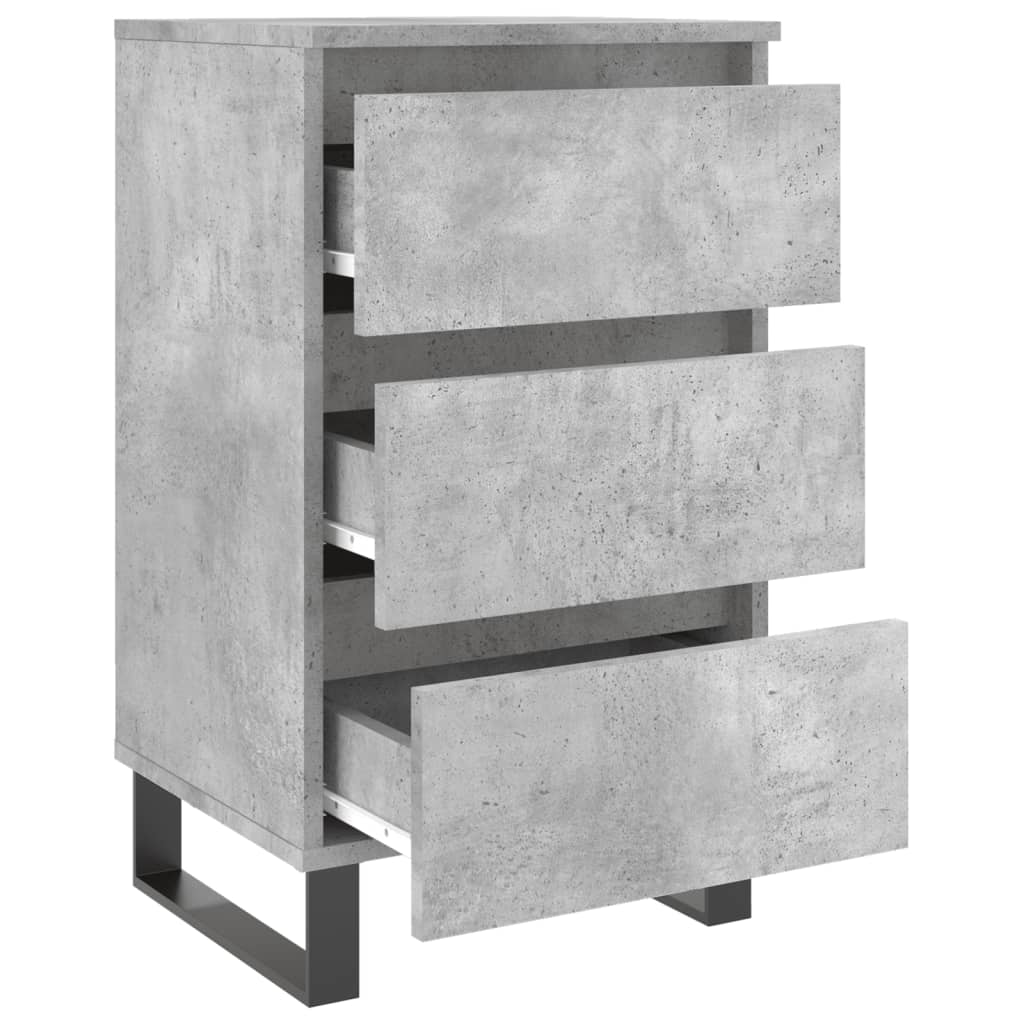 vidaXL Tables de chevet 2 pcs gris béton 40x35x69 cm bois d’ingénierie