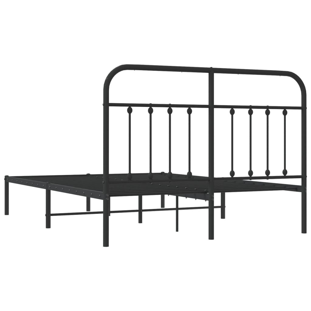 vidaXL Cadre de lit métal sans matelas avec tête de lit noir 150x200cm