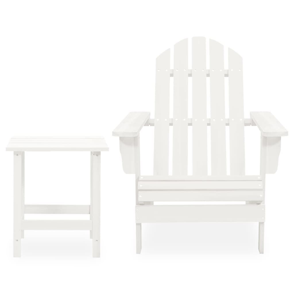 vidaXL Chaise de jardin Adirondack avec table Bois de sapin Blanc