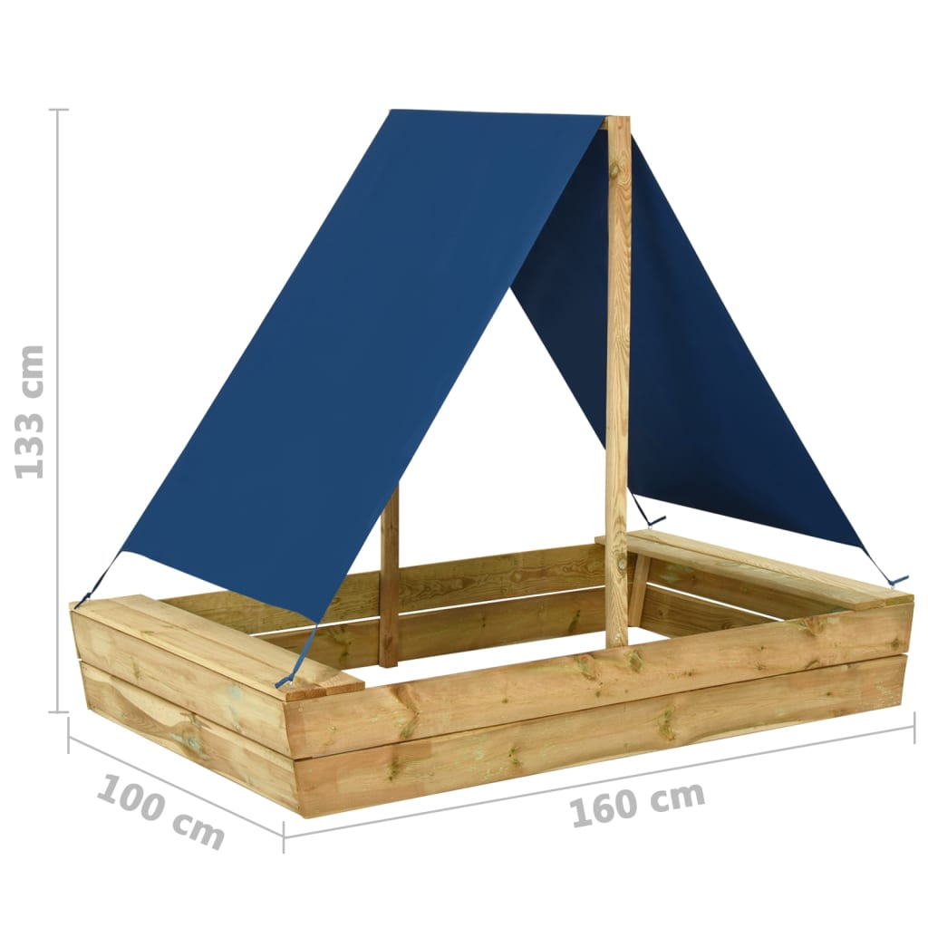 vidaXL Bac à sable avec toit 160x100x133 cm Bois de pin imprégné
