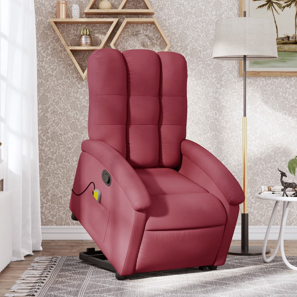 vidaXL Fauteuil inclinable de massage Rouge bordeaux Tissu