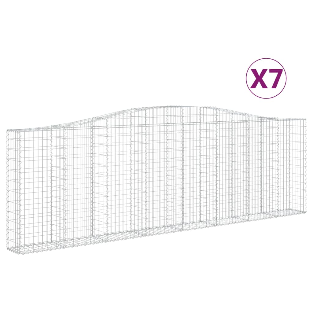 vidaXL Paniers à gabions arqués 7 pcs 400x30x120/140 cm Fer galvanisé