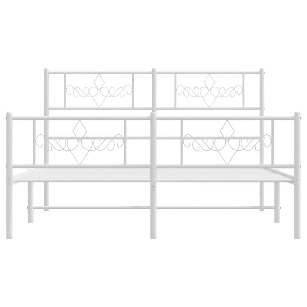 vidaXL Cadre de lit métal sans matelas et pied de lit blanc 135x190 cm