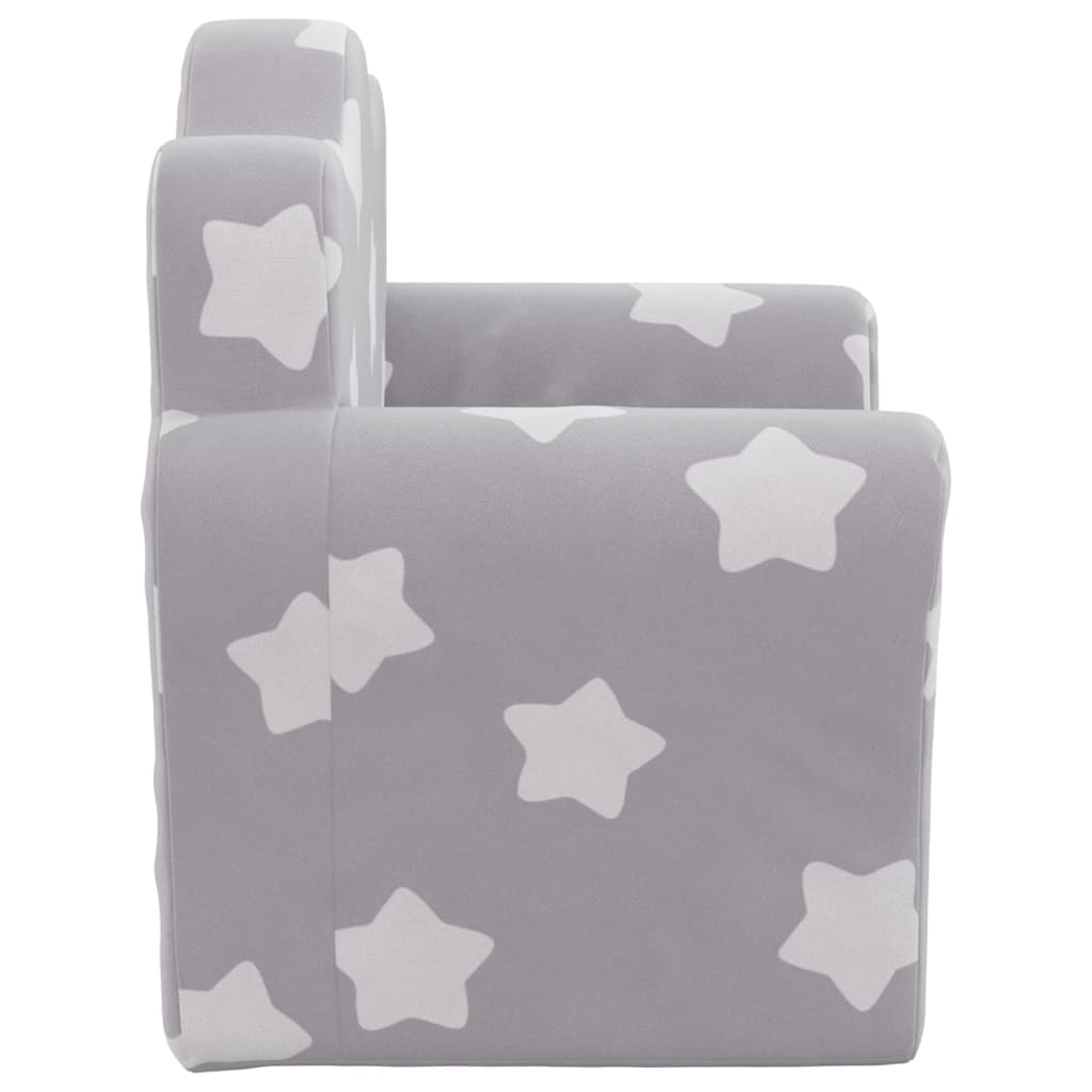vidaXL Canapé pour enfants gris clair avec étoiles peluche douce