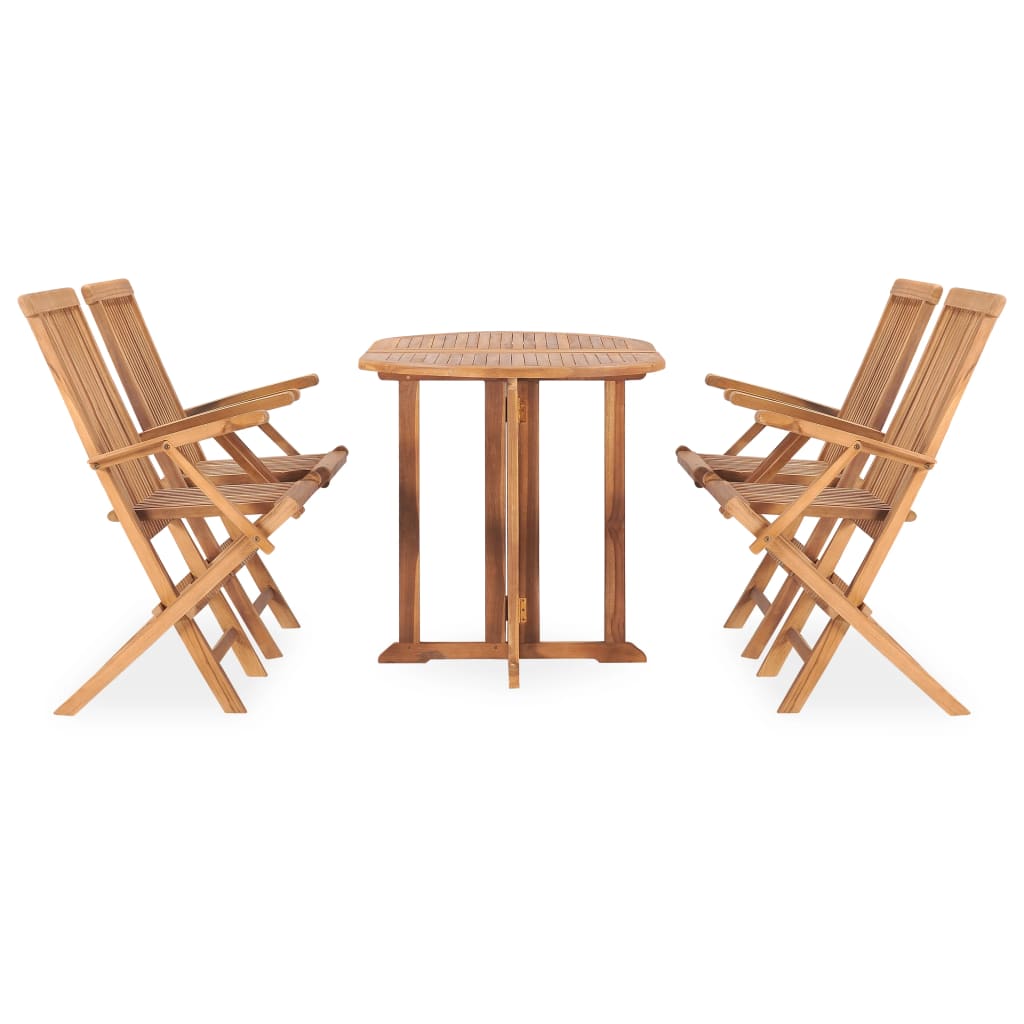 vidaXL Ensemble à manger d'extérieur pliable 5 pcs Bois solide de teck