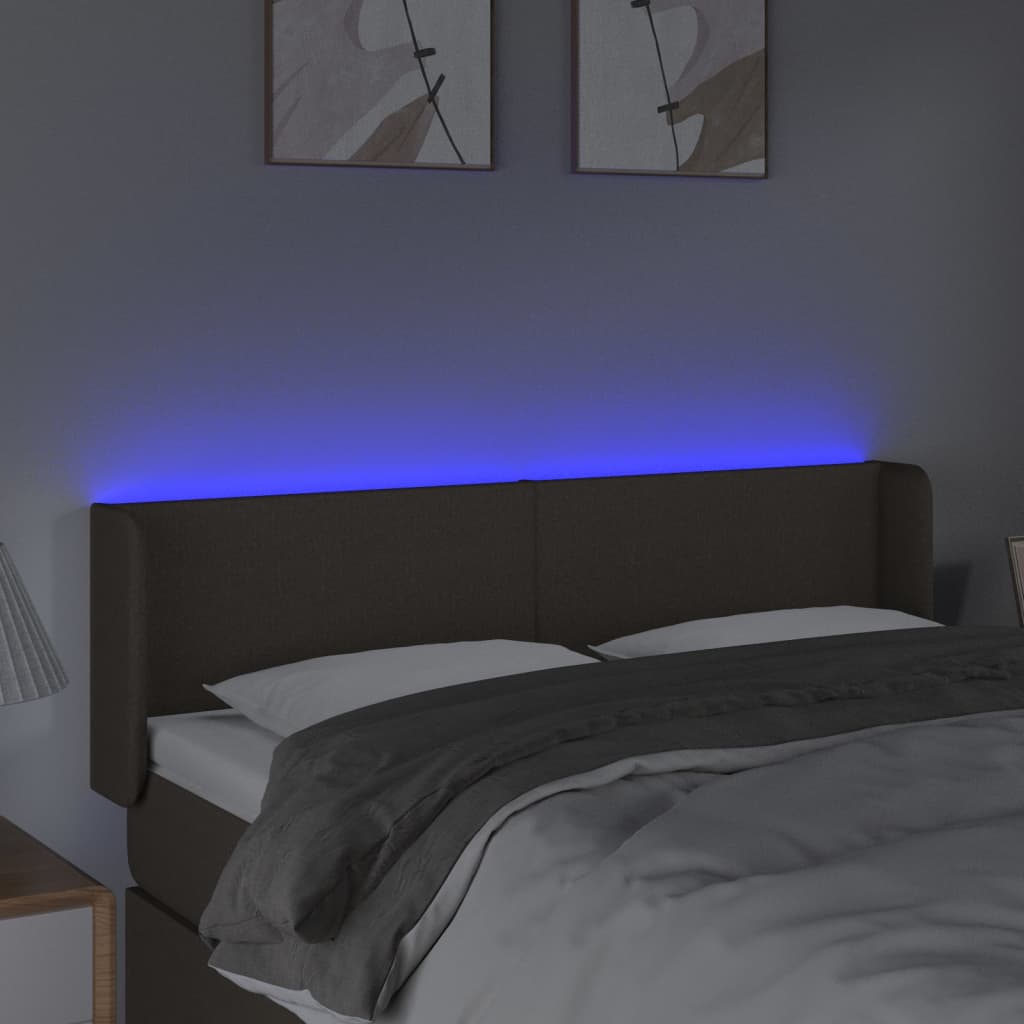 vidaXL Tête de lit à LED Taupe 147x16x78/88 cm Tissu