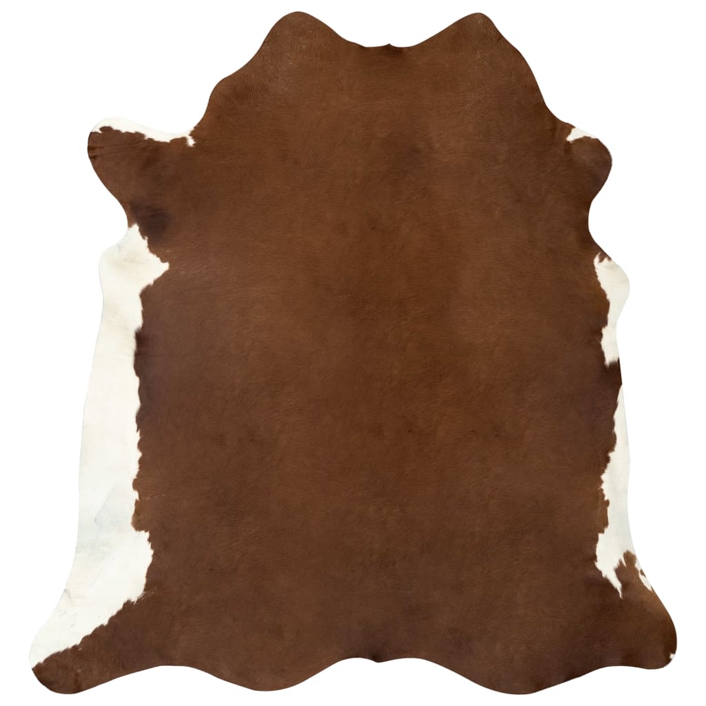 vidaXL Tapis en peau de vache véritable marron et blanc 180x220 cm