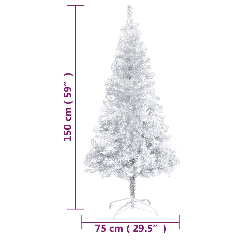 vidaXL Arbre de Noël artificiel pré-éclairé/boules argenté 150 cm PET