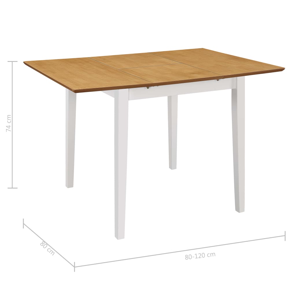 vidaXL Table à dîner extensible Blanc (80-120) x 80 x 74 cm MDF