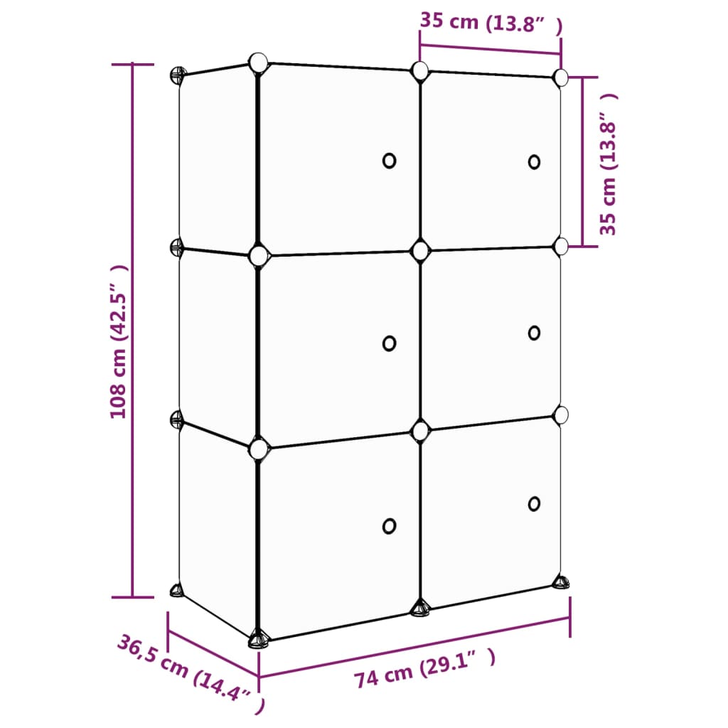 vidaXL Armoire de rangement pour enfants avec 6 cubes Rose PP