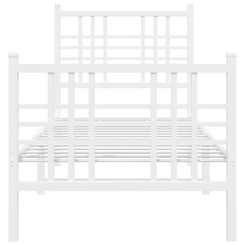 vidaXL Cadre de lit métal sans matelas avec pied de lit blanc 75x190cm