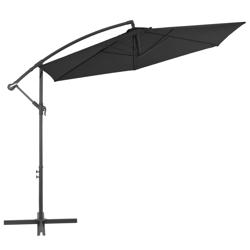 vidaXL Parasol de jardin en porte-à-faux avec mât en aluminium noir