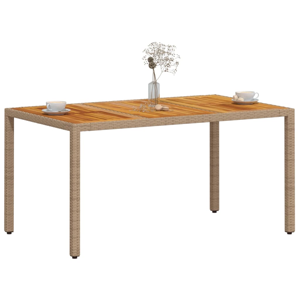 vidaXL Table de jardin beige 150x90x75 cm résine tressée bois d'acacia