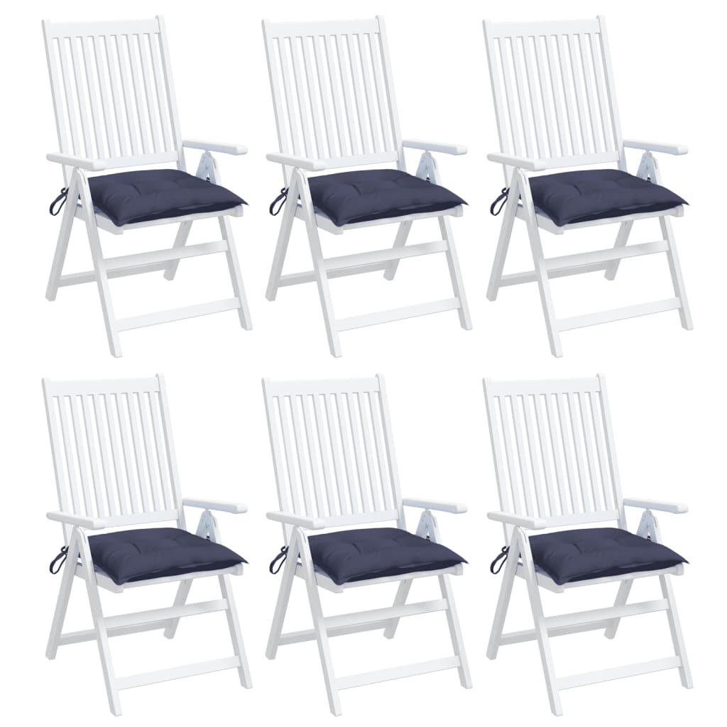 vidaXL Coussins de chaise lot de 6 bleu marine 40x40x7 cm tissu oxford