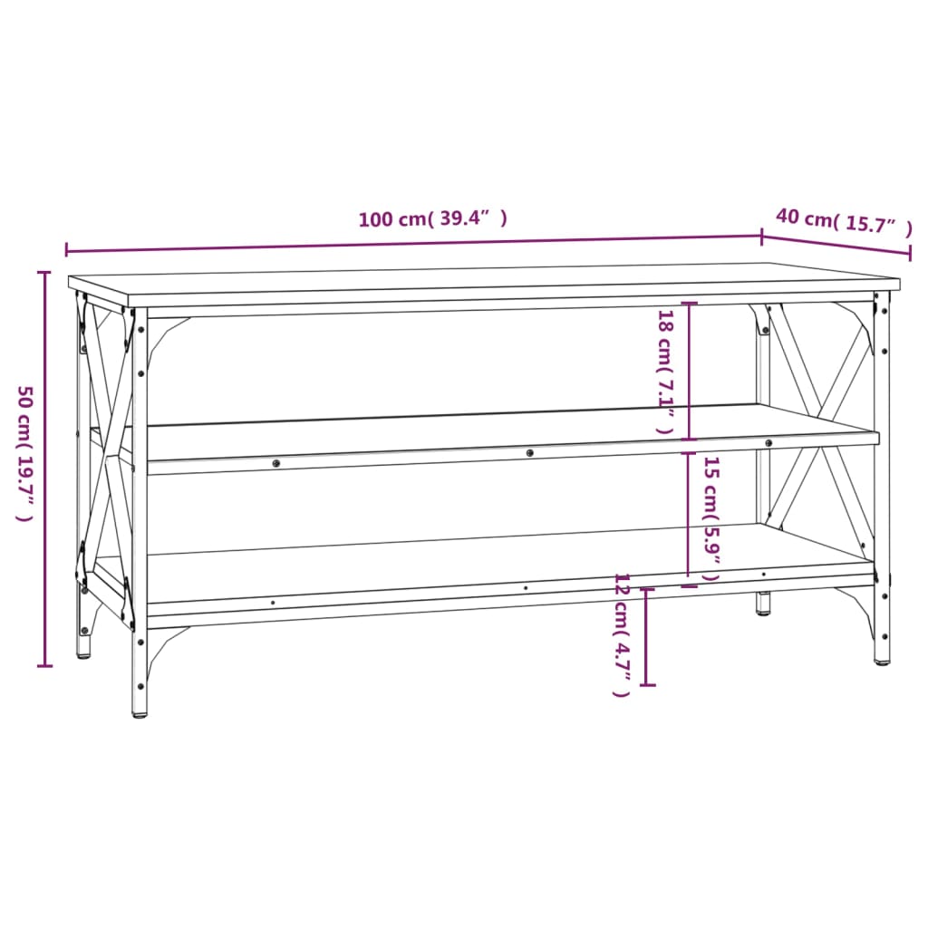 vidaXL Meuble TV Sonoma gris 100x40x50 cm Bois d'ingénierie