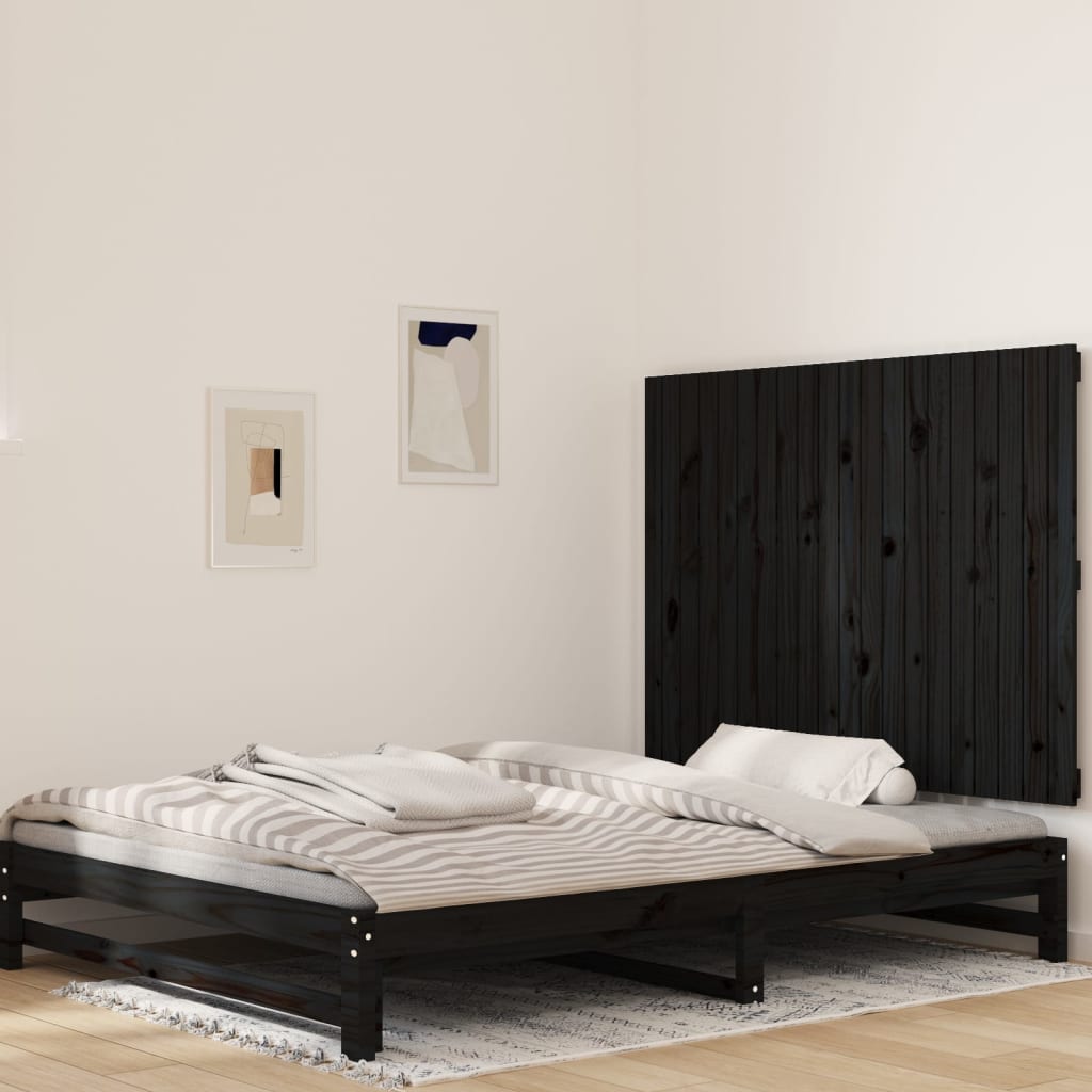 vidaXL Tête de lit murale Noir 127,5x3x90 cm Bois massif de pin