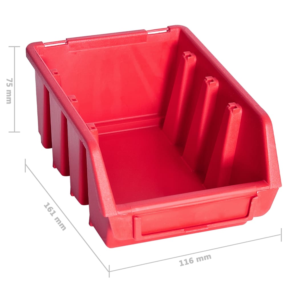 vidaXL Kit de bacs de stockage avec panneau mural 8 pcs Rouge et noir