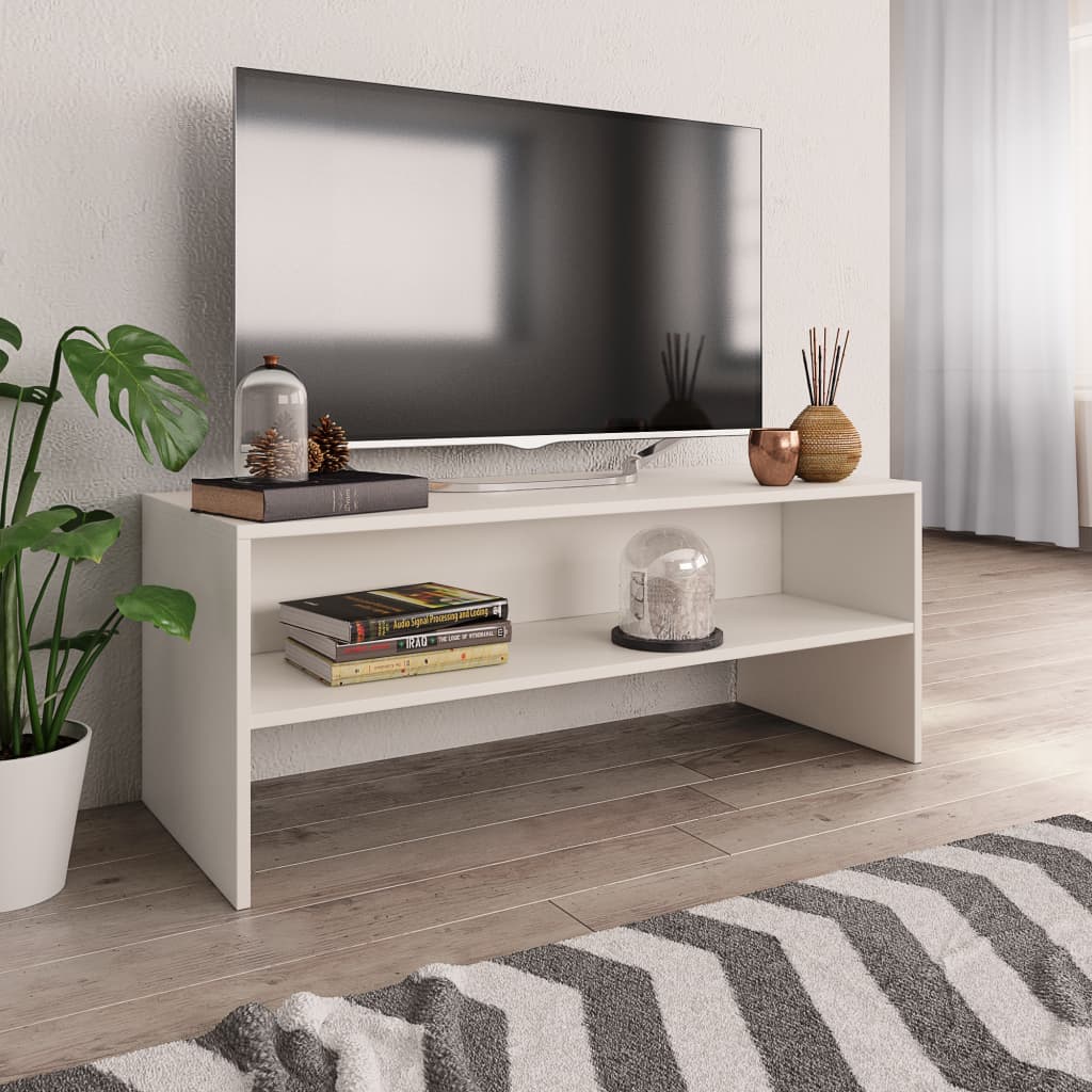 vidaXL Meuble TV Blanc 100 x 40 x 40 cm Aggloméré