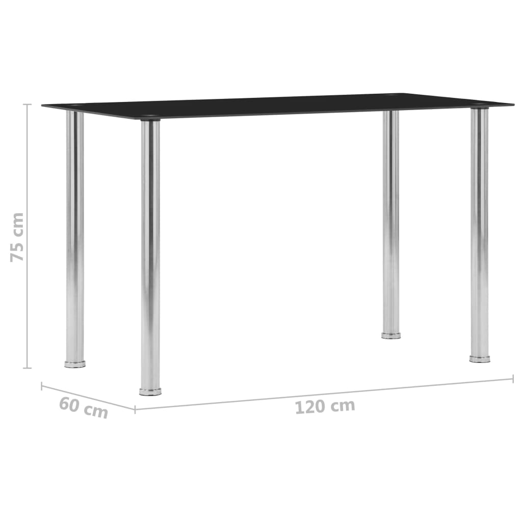 vidaXL Table à dîner Noir 120x60x75 cm Verre trempé