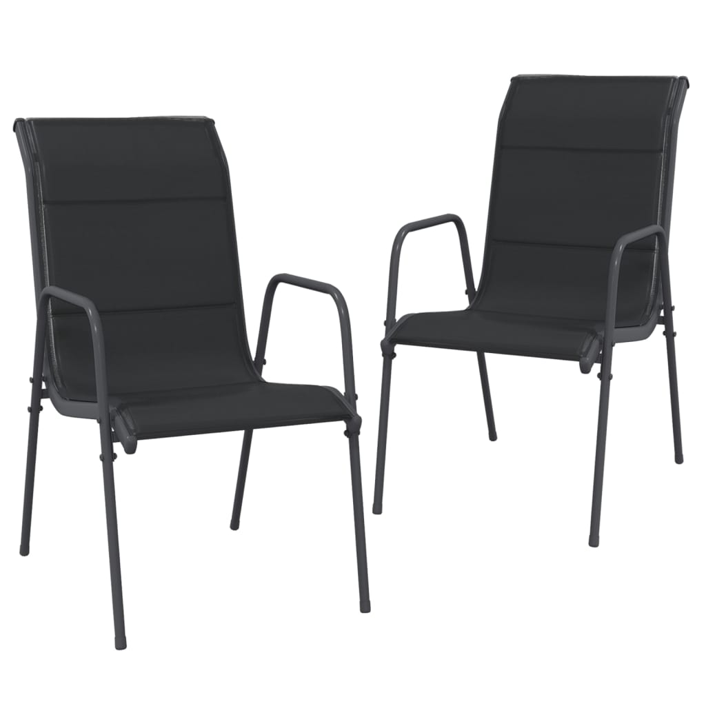 vidaXL Chaises de jardin lot de 2 Acier et textilène Noir