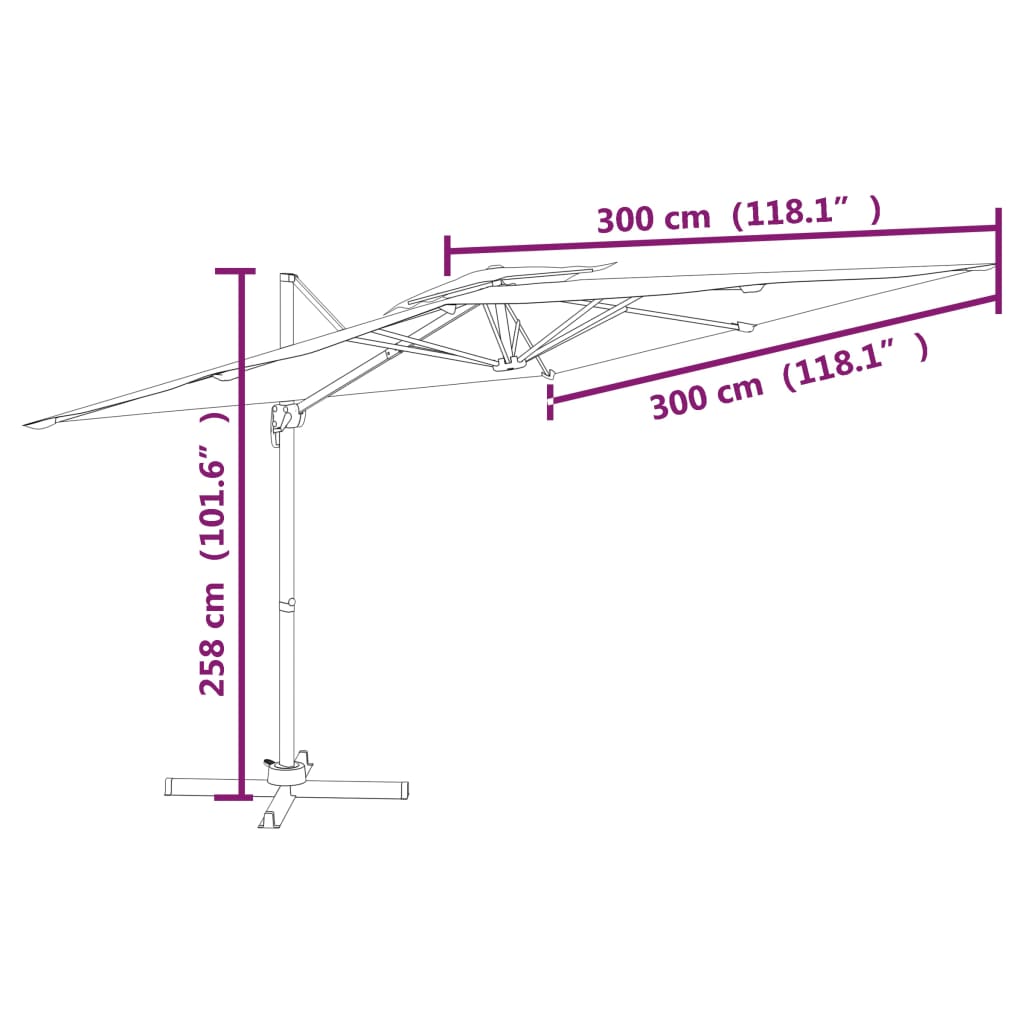 vidaXL Parasol cantilever à double toit Blanc sable 300x300 cm