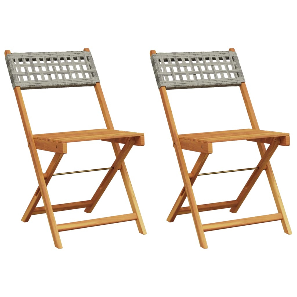 vidaXL Chaises de bistrot lot de 2 gris bois massif d'acacia et rotin