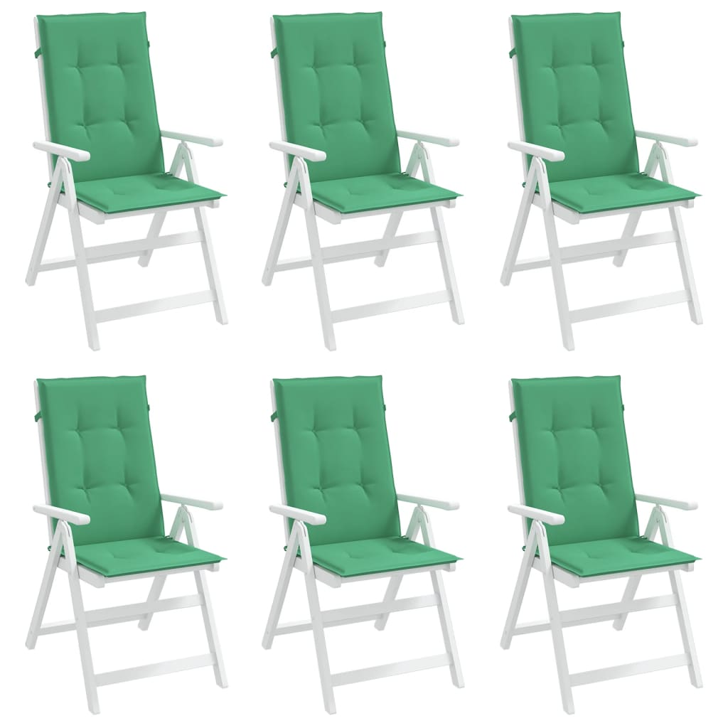 vidaXL Coussins de chaise de jardin à dossier haut lot de 6 vert tissu