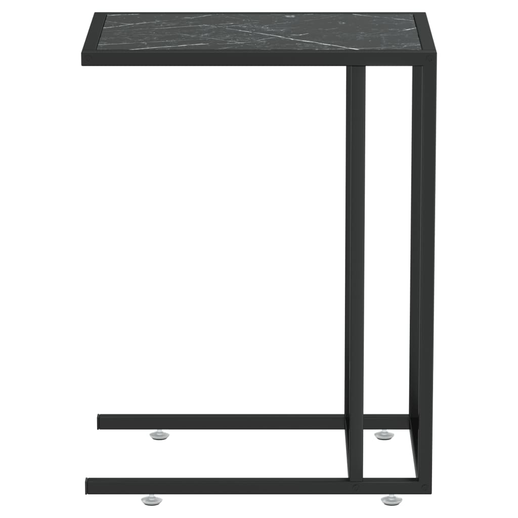 vidaXL Table d'appoint ordinateur Marbre noir 50x35x65 cm Verre trempé