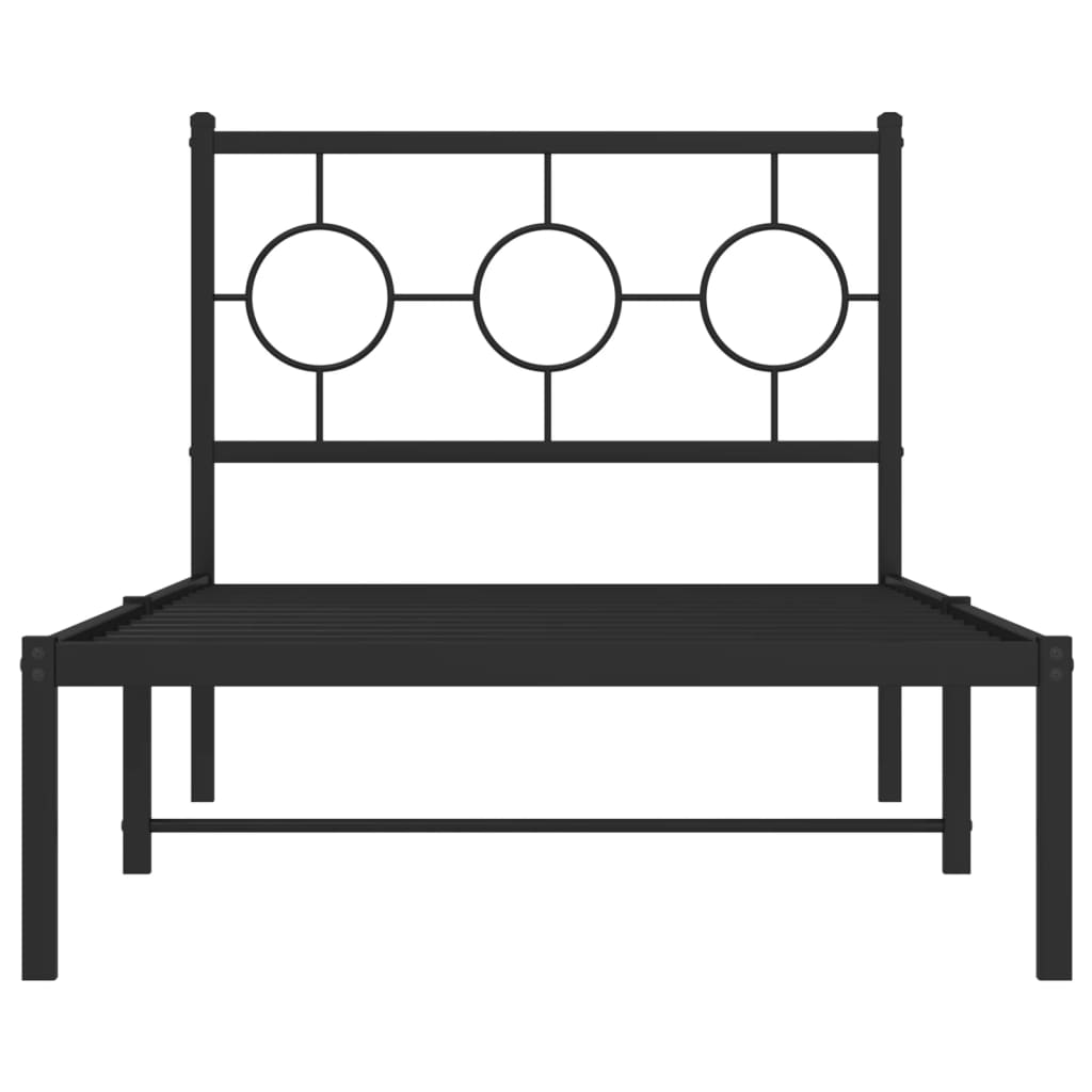 vidaXL Cadre de lit métal sans matelas avec tête de lit noir 90x200 cm