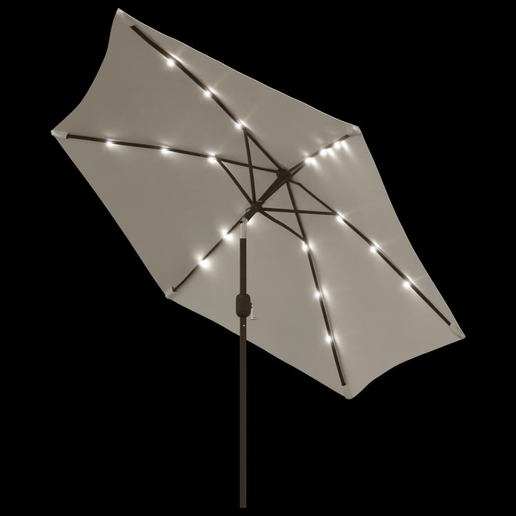 vidaXL Parasol cantilever à LED 3 m blanc sable
