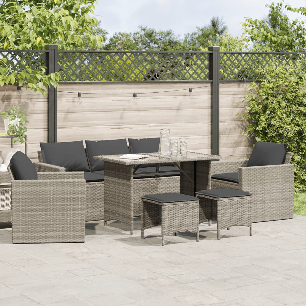 vidaXL Salon de jardin 6 pcs avec coussins gris clair résine tressée