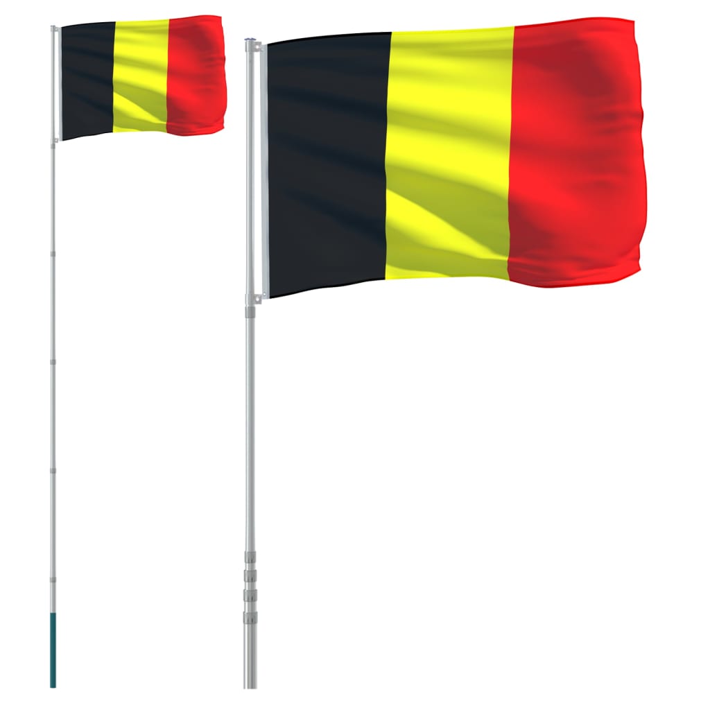 vidaXL Drapeau de la Belgique et mât 5,55 m Aluminium vidaXL.be