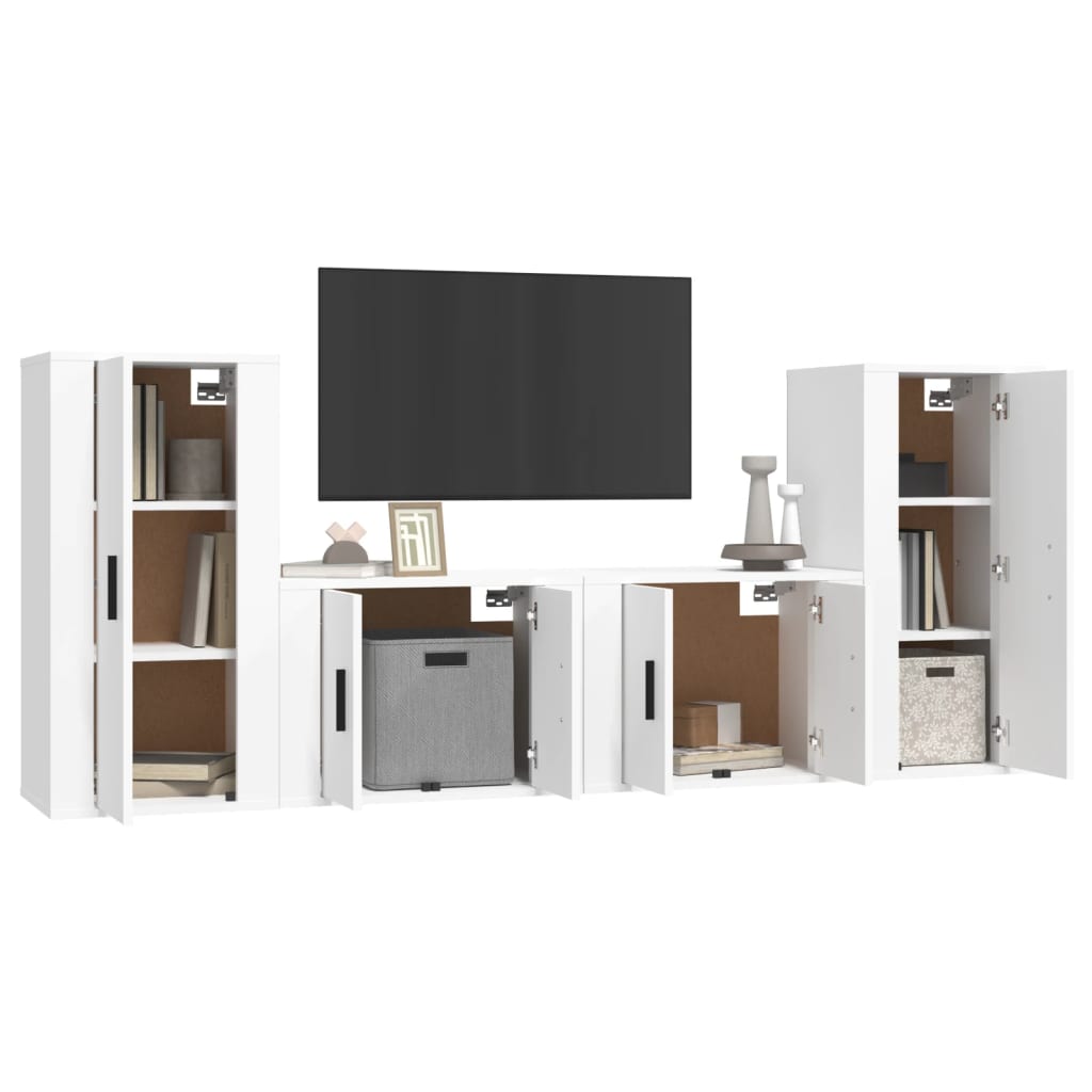 vidaXL Ensemble de meubles TV 4 pcs Blanc Bois d'ingénierie