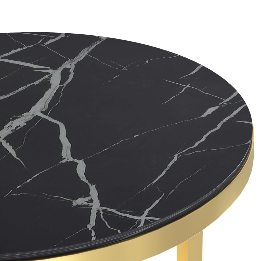 vidaXL Table d'appoint Doré et marbre noir 45 cm Verre trempé