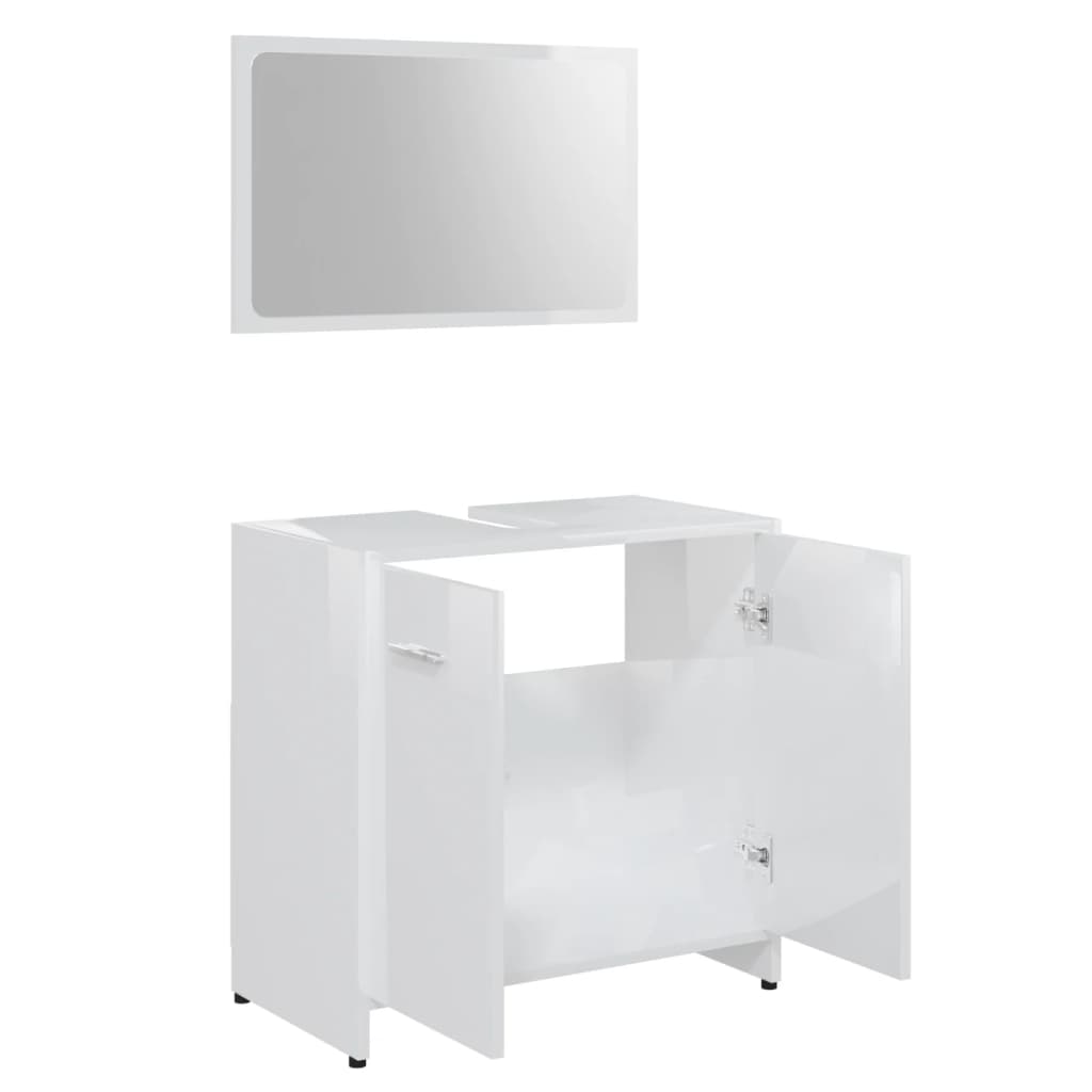 vidaXL Ensemble de meubles de bain 3 pcs Blanc brillant Aggloméré