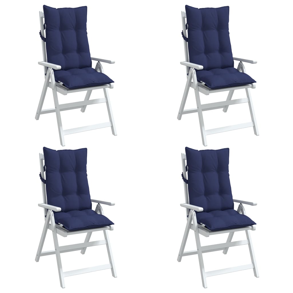 vidaXL Coussins de chaise à dossier haut lot de 4 bleu marine