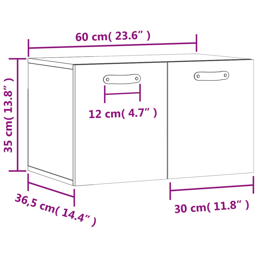 vidaXL Armoire murale Blanc 60x36,5x35 cm Bois d'ingénierie