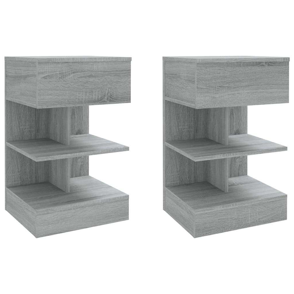 vidaXL Tables de chevet 2 pcs Sonoma gris 40x35x65cm Bois d'ingénierie