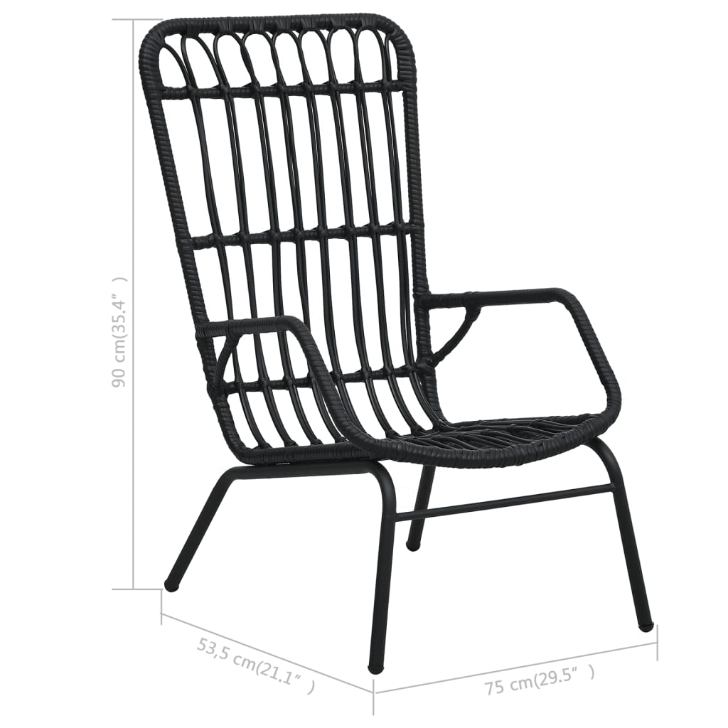 vidaXL Chaise de jardin Résine tressée Noir