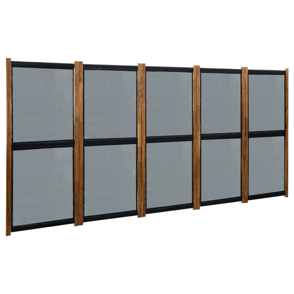 vidaXL Cloison de séparation 5 panneaux Noir 350x170 cm