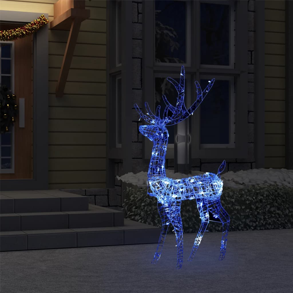 vidaXL Renne de décoration de Noël Acrylique 140 LED bleues 120 cm
