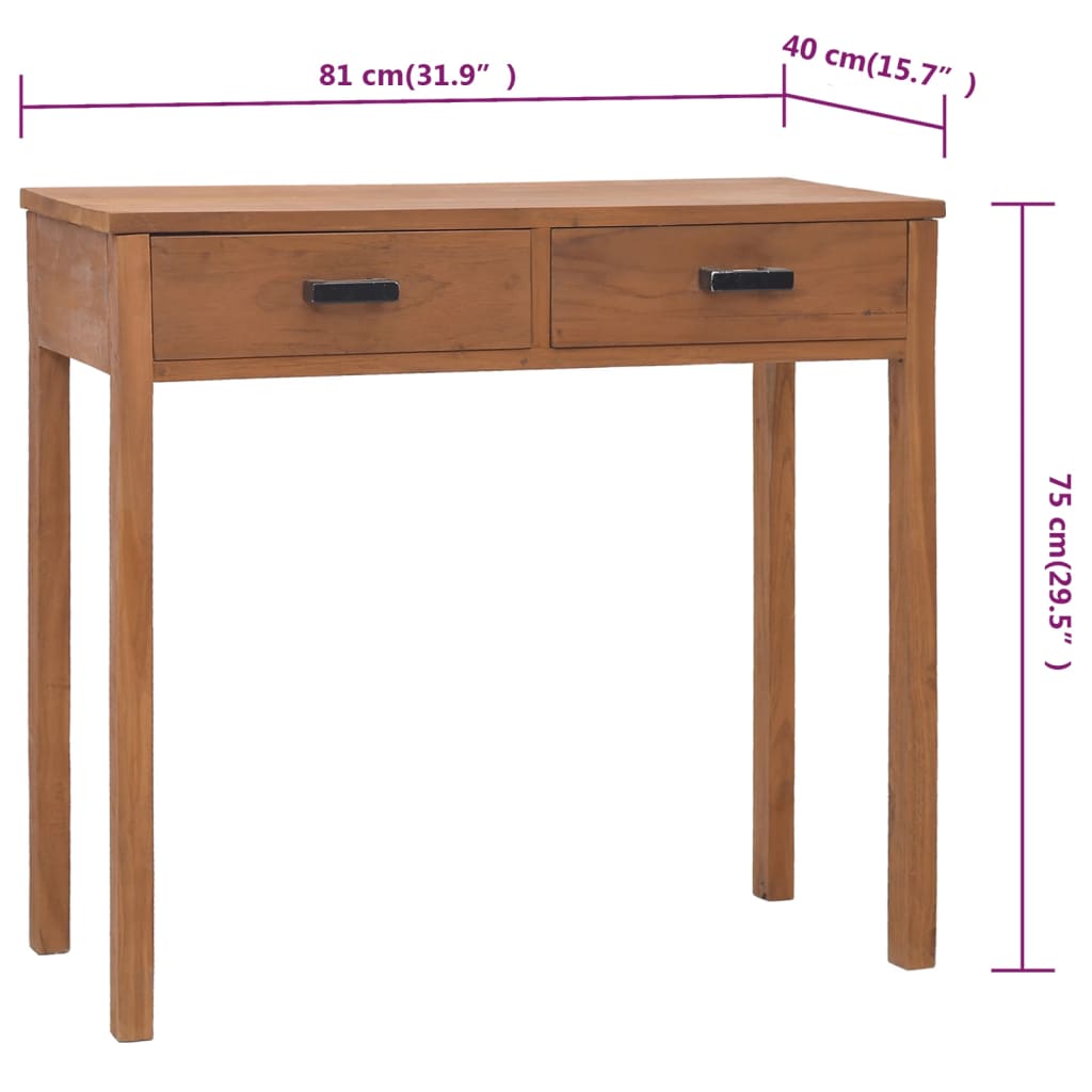 vidaXL Bureau 81x40x75 cm Bois de teck solide